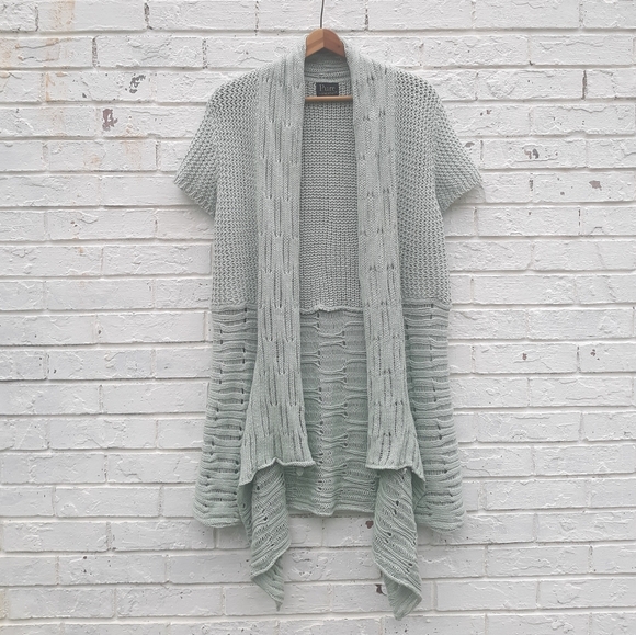 PURE Handknit Cardigan Waterfall Open Front - Picture 1 of 6
